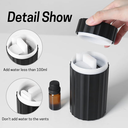 Car Diffuser, Flame Diffuser for Essential Oils - Mini Portable Humidifier Cool Mist,100Ml Colorful Air Aroma Diffuser Humidifier, Aromatherapy Diffuser for Car, Home Office, Hotel - Black