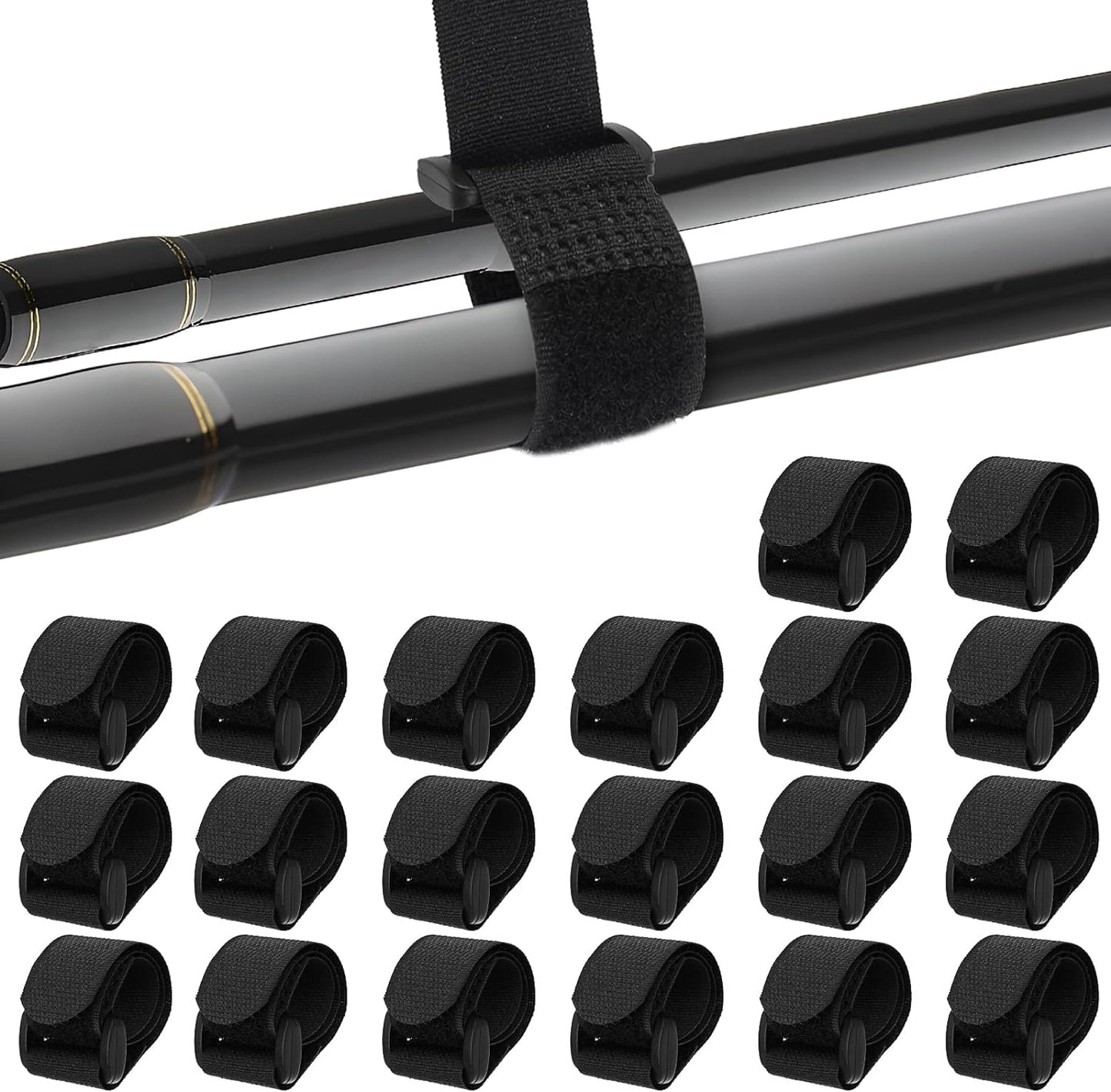 20Pcs Fishing Rod Belt Stretchy Straps & Tackle Ties, Elastic Fishing Rod Holder