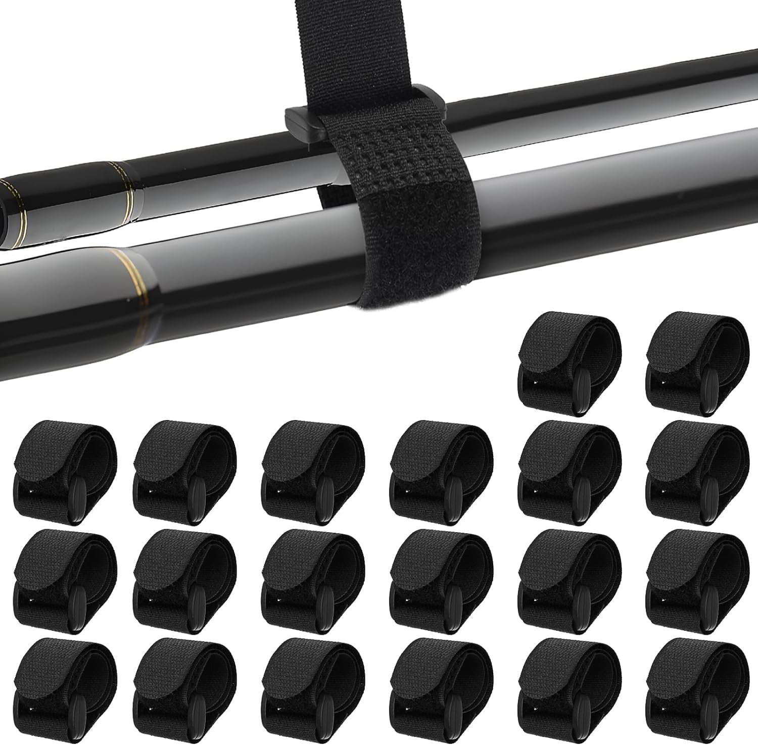 20Pcs Fishing Rod Belt Stretchy Straps & Tackle Ties, Elastic Fishing Rod Holder