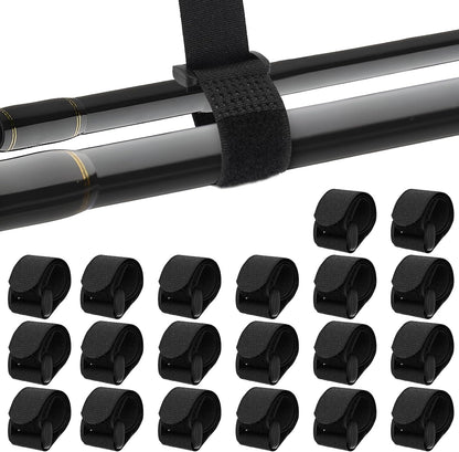 20Pcs Fishing Rod Belt Stretchy Straps & Tackle Ties, Elastic Fishing Rod Holder