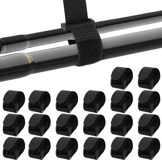 20Pcs Fishing Rod Belt Stretchy Straps & Tackle Ties, Elastic Fishing Rod Holder