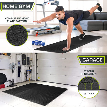 Puzzle Exercise Mat ½ In, EVA Interlocking Foam Floor Tiles for Home Gym, Mat for Home Workout Equipment, Floor Padding for Kids, Blue, 24 in X 24 in X ½ In, 48 Sq Ft - 12 Tiles