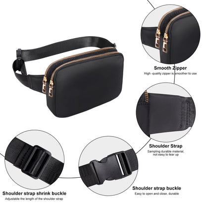 Geestock Fanny Pack Women'S Waist Bag Fashion Belt Bags Women Dual Zipper Waterproof Crossbody Bag Ladies Bum Hip Bag Riñonera