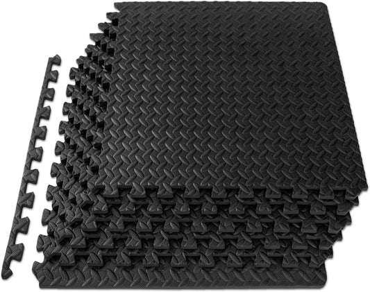 Puzzle Exercise Mat ½ In, EVA Interlocking Foam Floor Tiles for Home Gym, Mat for Home Workout Equipment, Floor Padding for Kids, Blue, 24 in X 24 in X ½ In, 48 Sq Ft - 12 Tiles