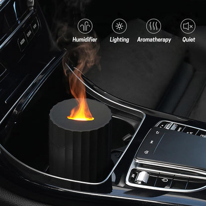 Car Diffuser, Flame Diffuser for Essential Oils - Mini Portable Humidifier Cool Mist,100Ml Colorful Air Aroma Diffuser Humidifier, Aromatherapy Diffuser for Car, Home Office, Hotel - Black