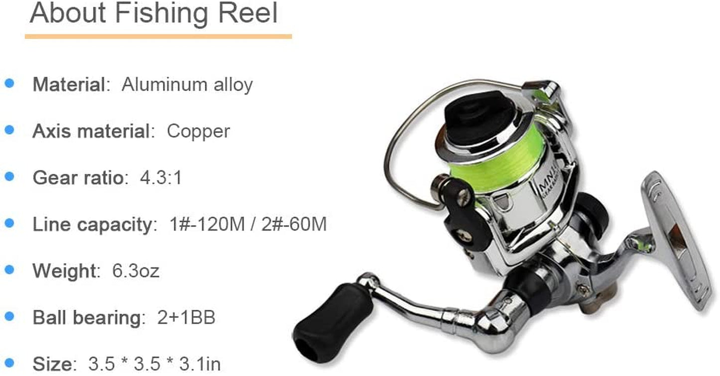 Fishing Rod Reel Combo Mini Pen Fishing Pole Kit Telescopic Fishing Rod Spinning Reel Combo Kit