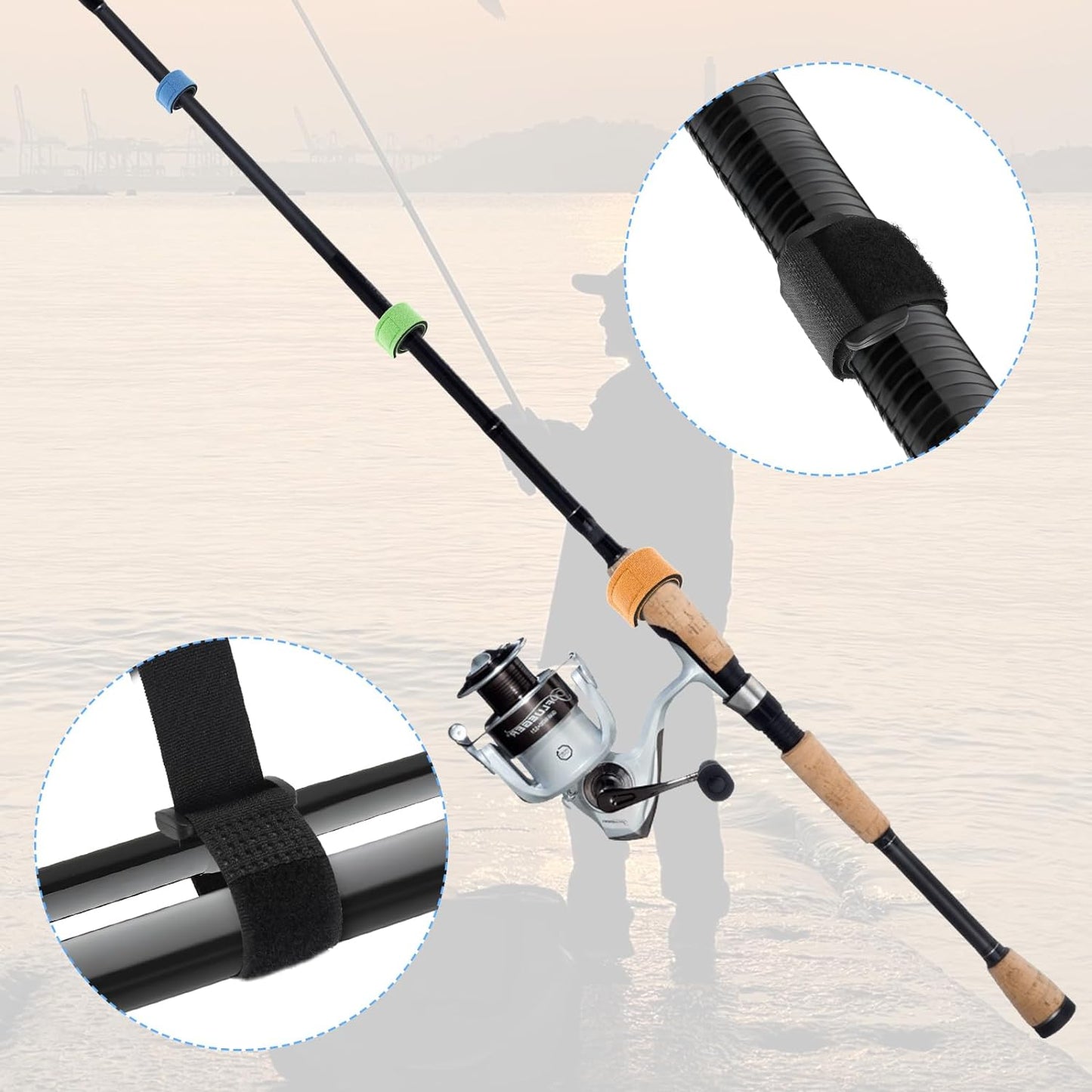 20Pcs Fishing Rod Belt Stretchy Straps & Tackle Ties, Elastic Fishing Rod Holder