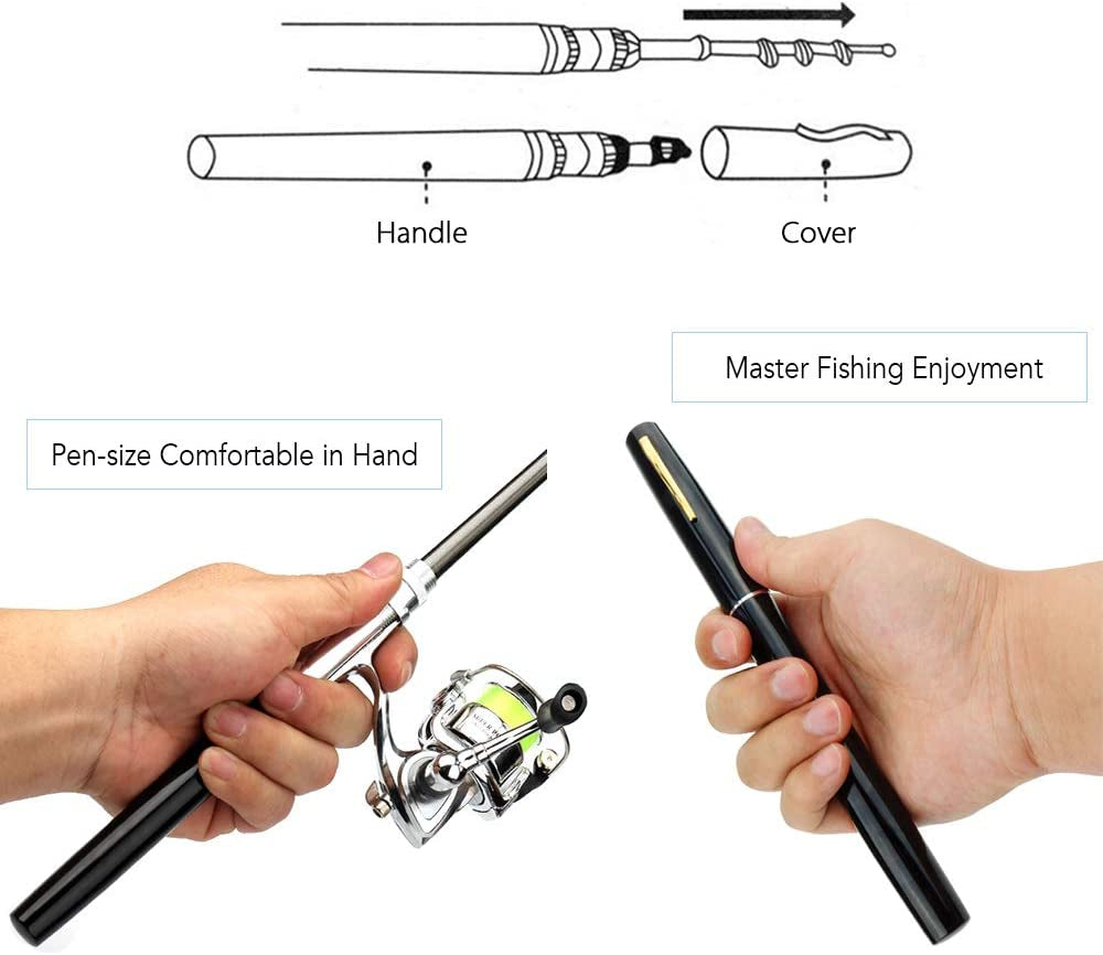 Fishing Rod Reel Combo Mini Pen Fishing Pole Kit Telescopic Fishing Rod Spinning Reel Combo Kit