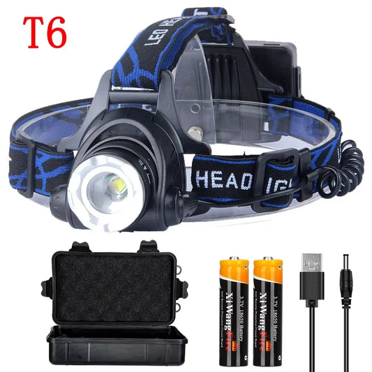Powerful LED Headlamp 18650 DC Rechargeable Headlight Zoomable Head Lamp Waterproof Head Light High Lumens Head Flashlight