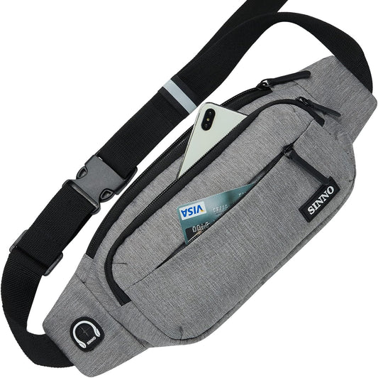 Large Crossbody Fanny Pack for Women Men Belt Bag with 4-Zipper Pockets for Travel Running Hiking Workout Dog Walking Outdoors Sport Fishing Waist Pack Bag Carrying All Phones